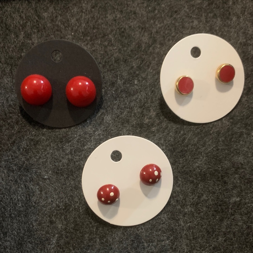 Red Stud Earrings Bundle